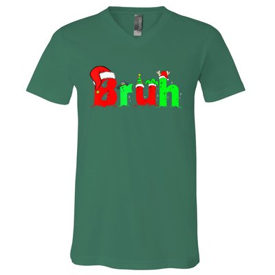 Bruh Funny Saying Bro Teens B.O.Y.S. K.I.D.S Christmas Pajamas Xmas V-Neck T-Shirt