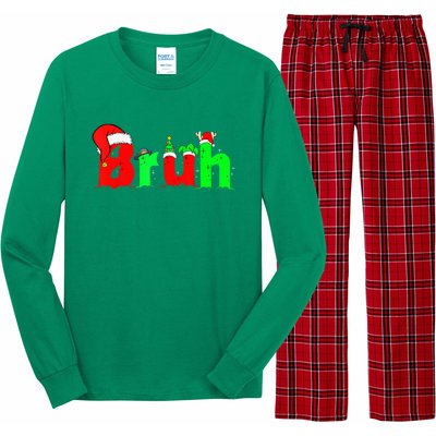 Bruh Funny Saying Bro Teens B.O.Y.S. K.I.D.S Christmas Pajamas Xmas Long Sleeve Pajama Set