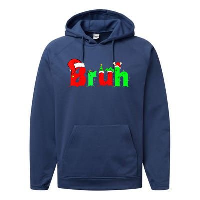 Bruh Funny Saying Bro Teens B.O.Y.S. K.I.D.S Christmas Pajamas Xmas Performance Fleece Hoodie