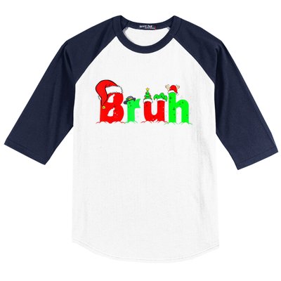 Bruh Funny Saying Bro Teens B.O.Y.S. K.I.D.S Christmas Pajamas Xmas Baseball Sleeve Shirt