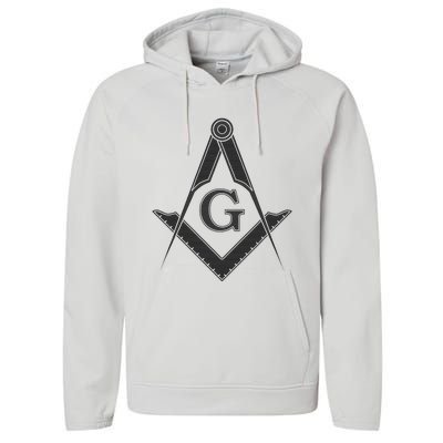 Black Freemason Square And Compass Master Mason Performance Fleece Hoodie