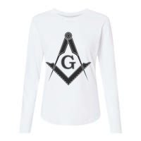 Black Freemason Square And Compass Master Mason Womens Cotton Relaxed Long Sleeve T-Shirt