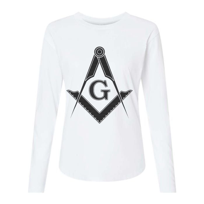 Black Freemason Square And Compass Master Mason Womens Cotton Relaxed Long Sleeve T-Shirt