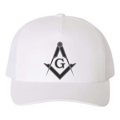 Black Freemason Square And Compass Master Mason Yupoong Adult 5-Panel Trucker Hat