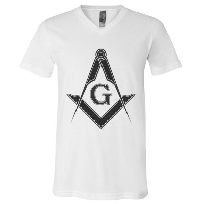 Black Freemason Square And Compass Master Mason V-Neck T-Shirt