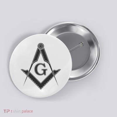 Black Freemason Square And Compass Master Mason Button