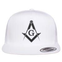 Black Freemason Square And Compass Master Mason Flat Bill Trucker Hat