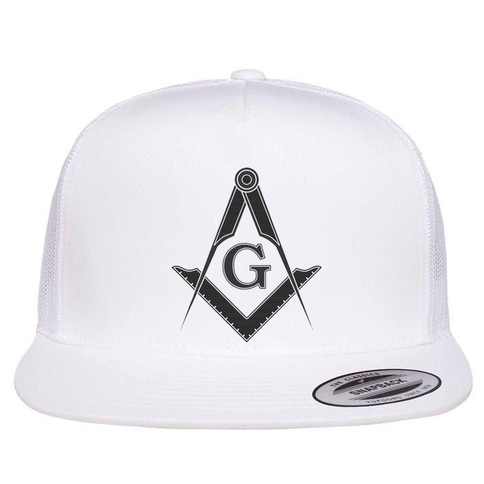 Black Freemason Square And Compass Master Mason Flat Bill Trucker Hat