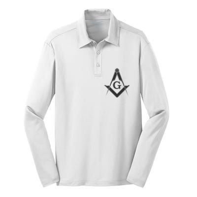 Black Freemason Square And Compass Master Mason Silk Touch Performance Long Sleeve Polo