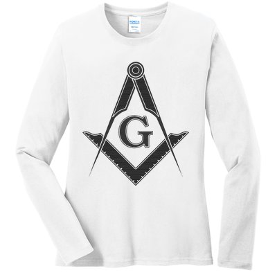 Black Freemason Square And Compass Master Mason Ladies Long Sleeve Shirt