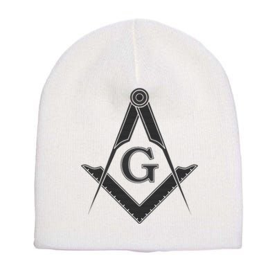 Black Freemason Square And Compass Master Mason Short Acrylic Beanie