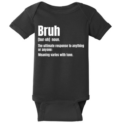 Bruh Funny Saying Sarcastic Novelty Letter Graphic Casual Baby Bodysuit
