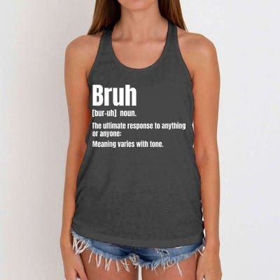 Bruh Funny Saying Sarcastic Novelty Letter Graphic Casual Women's Knotted Racerback Tank