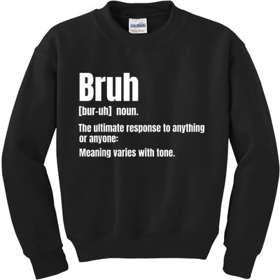 Bruh Funny Saying Sarcastic Novelty Letter Graphic Casual Kids Sweatshirt