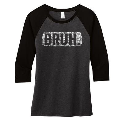 Bruh Funny Saying Meme Bro Mom Slang Teens Women's Tri-Blend 3/4-Sleeve Raglan Shirt