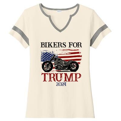 Bikers For Trump 2024 American Flag Vintage Ladies Halftime Notch Neck Tee