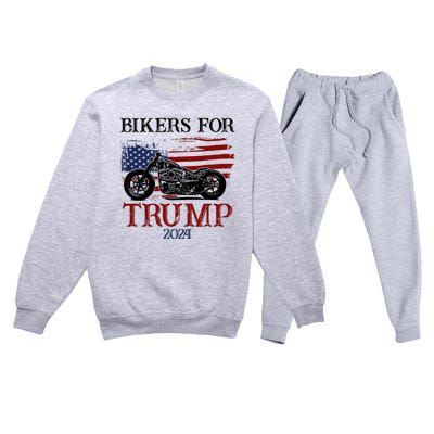 Bikers For Trump 2024 American Flag Vintage Premium Crewneck Sweatsuit Set