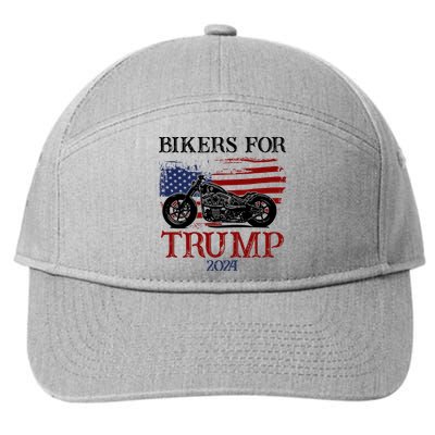 Bikers For Trump 2024 American Flag Vintage 7-Panel Snapback Hat
