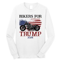 Bikers For Trump 2024 American Flag Vintage Long Sleeve Shirt