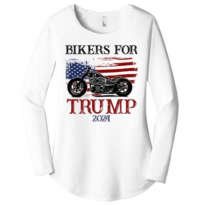 Bikers For Trump 2024 American Flag Vintage Women's Perfect Tri Tunic Long Sleeve Shirt