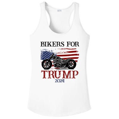 Bikers For Trump 2024 American Flag Vintage Ladies PosiCharge Competitor Racerback Tank