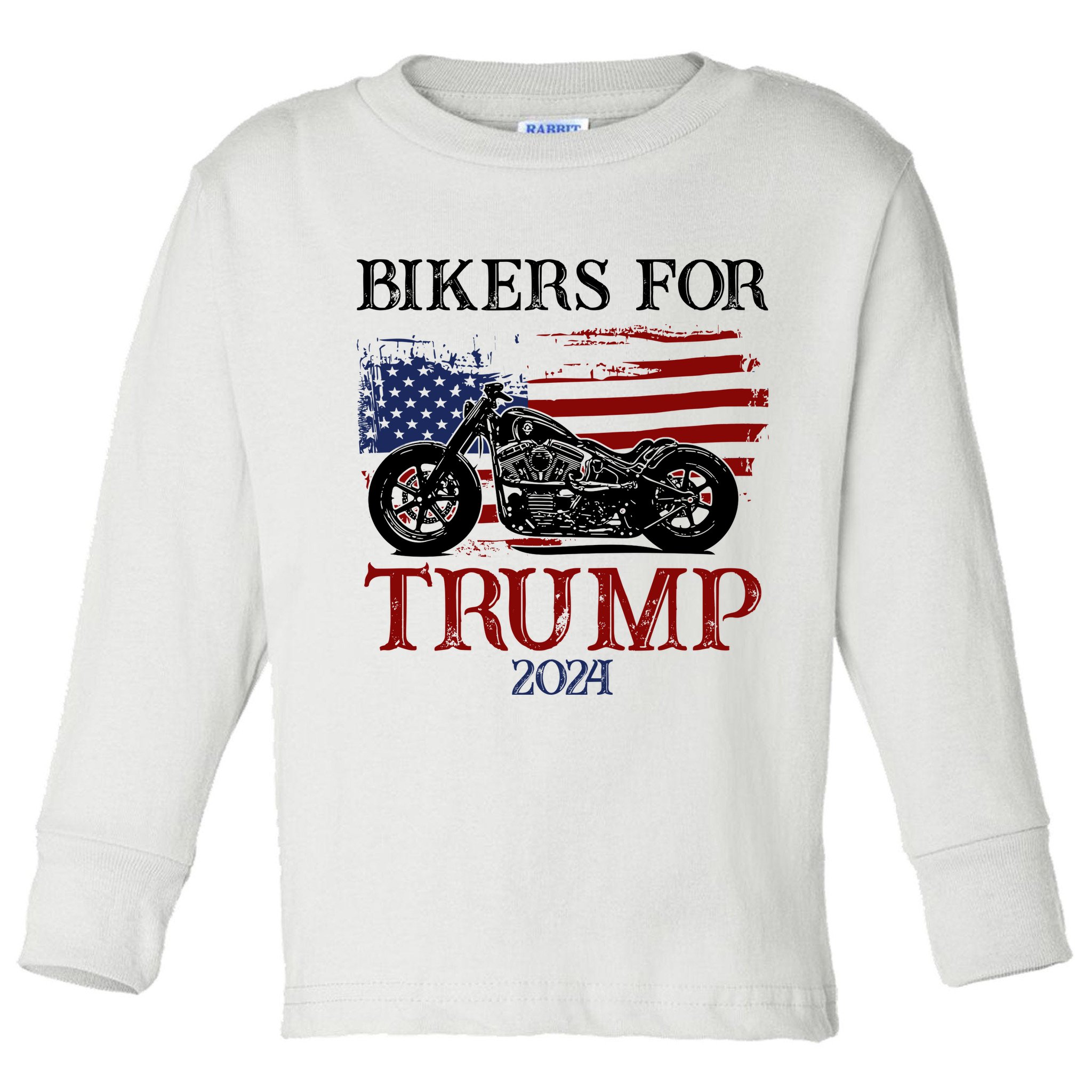 Bikers For Trump 2024 American Flag Vintage Toddler Long Sleeve Shirt