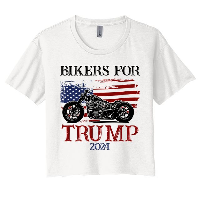 Bikers For Trump 2024 American Flag Vintage Crop Top