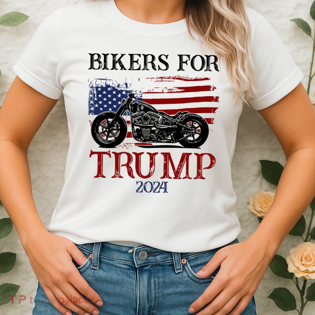 Bikers For Trump 2024 American Flag Vintage Womens T-Shirt