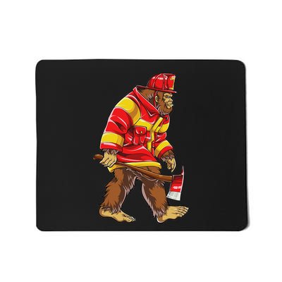 Bigfoot Firefighter Thin Red Line Sasquatch Lovers Mousepad