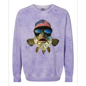 Bass Fishing Te Usa Flag American Colorblast Crewneck Sweatshirt