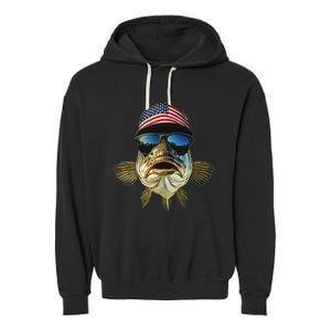 Bass Fishing Te Usa Flag American Garment-Dyed Fleece Hoodie