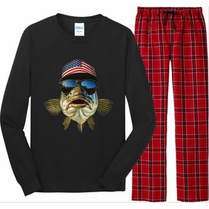 Bass Fishing Te Usa Flag American Long Sleeve Pajama Set