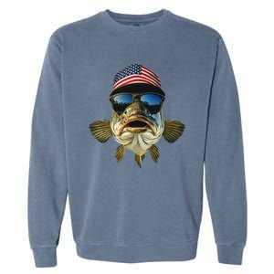 Bass Fishing Te Usa Flag American Garment-Dyed Sweatshirt