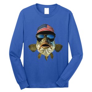 Bass Fishing Te Usa Flag American Long Sleeve Shirt