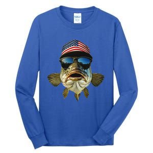 Bass Fishing Te Usa Flag American Tall Long Sleeve T-Shirt