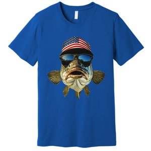 Bass Fishing Te Usa Flag American Premium T-Shirt