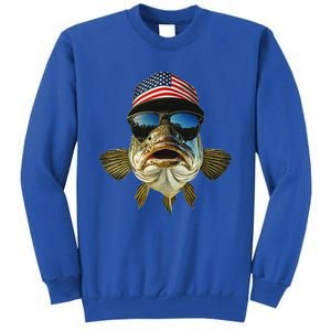 Bass Fishing Te Usa Flag American Tall Sweatshirt