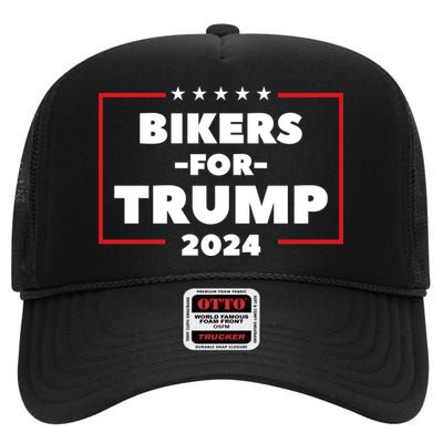 Bikers For Trump 2024 High Crown Mesh Back Trucker Hat