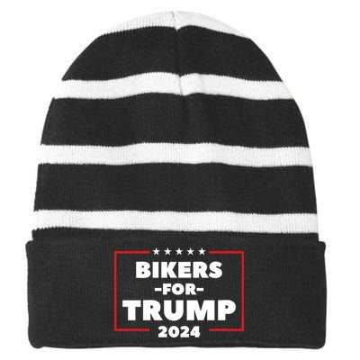 Bikers For Trump 2024 Striped Beanie with Solid Band