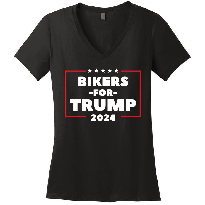 Bikers For Trump 2024 Women's V-Neck T-Shirt