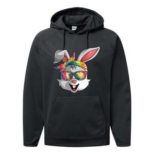 Bunny Face Tie Dye Glasses Easter Day Performance Fleece Hoodie