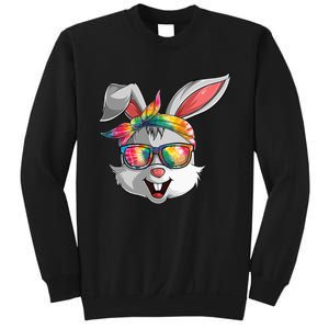 Bunny Face Tie Dye Glasses Easter Day Sweatshirt