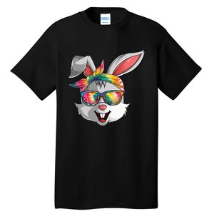 Bunny Face Tie Dye Glasses Easter Day Tall T-Shirt