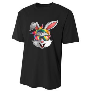 Bunny Face Tie Dye Glasses Easter Day Performance Sprint T-Shirt