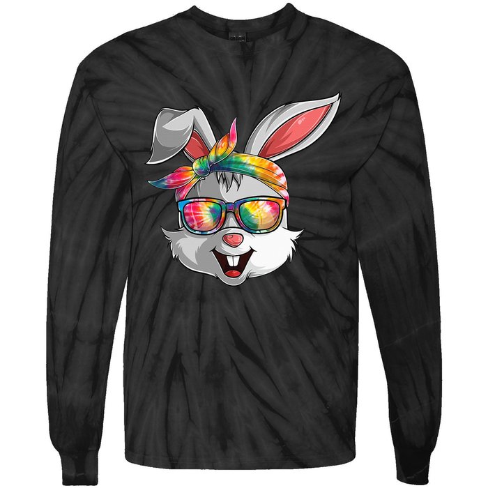 Bunny Face Tie Dye Glasses Easter Day Tie-Dye Long Sleeve Shirt