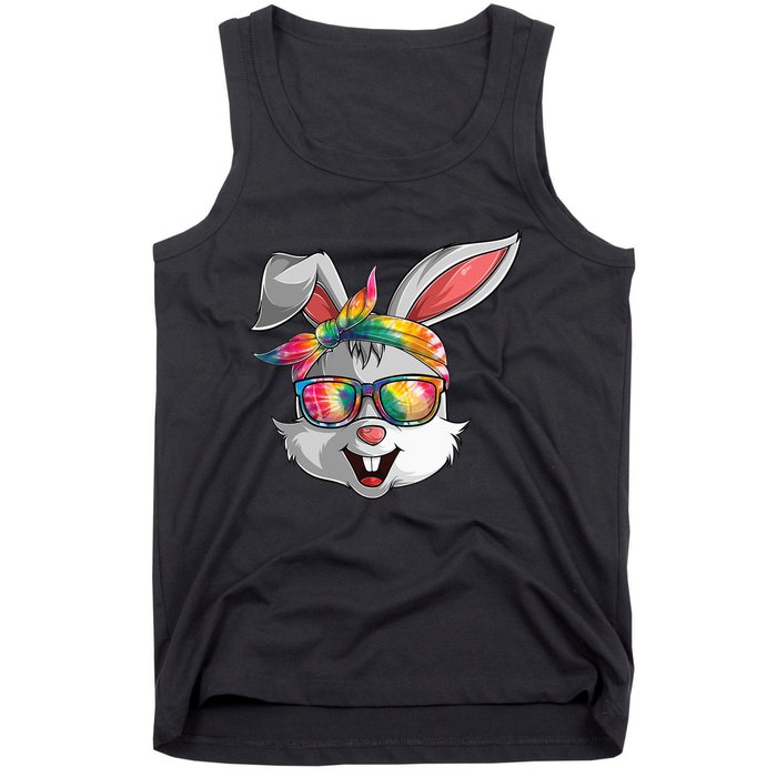 Bunny Face Tie Dye Glasses Easter Day Tank Top