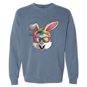 Bunny Face Tie Dye Glasses Easter Day Garment-Dyed Sweatshirt