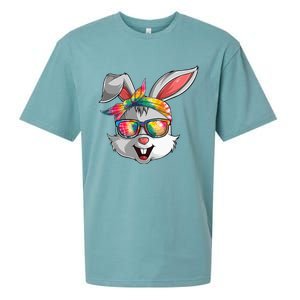 Bunny Face Tie Dye Glasses Easter Day Sueded Cloud Jersey T-Shirt