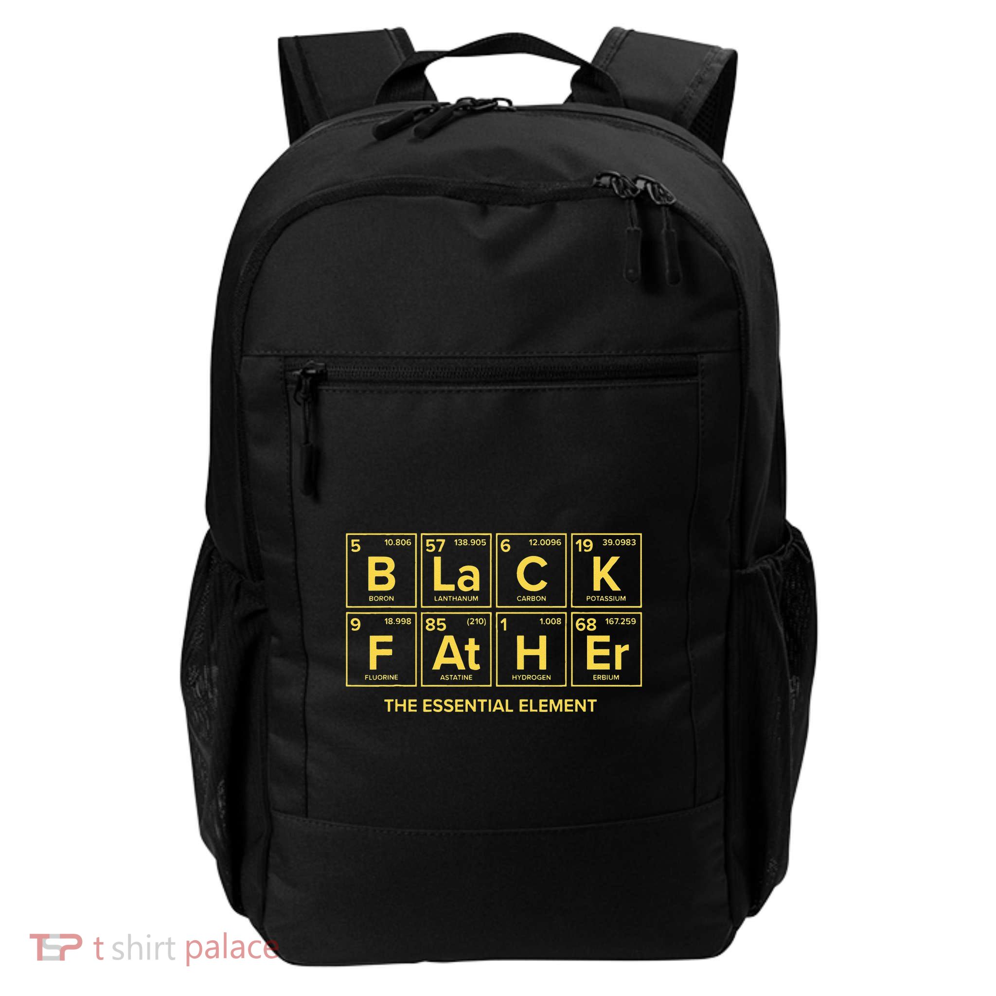 Black Father The Essential Element Dad Chemistry Science Backpack