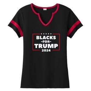 Blacks For Trump 2024 | Black Voices For Trump Ladies Halftime Notch Neck Tee